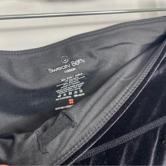 Sweaty Betty Velvet High Waisted Rise Leggings Side Stipe Velour Pants Black S - Picture 11 of 16